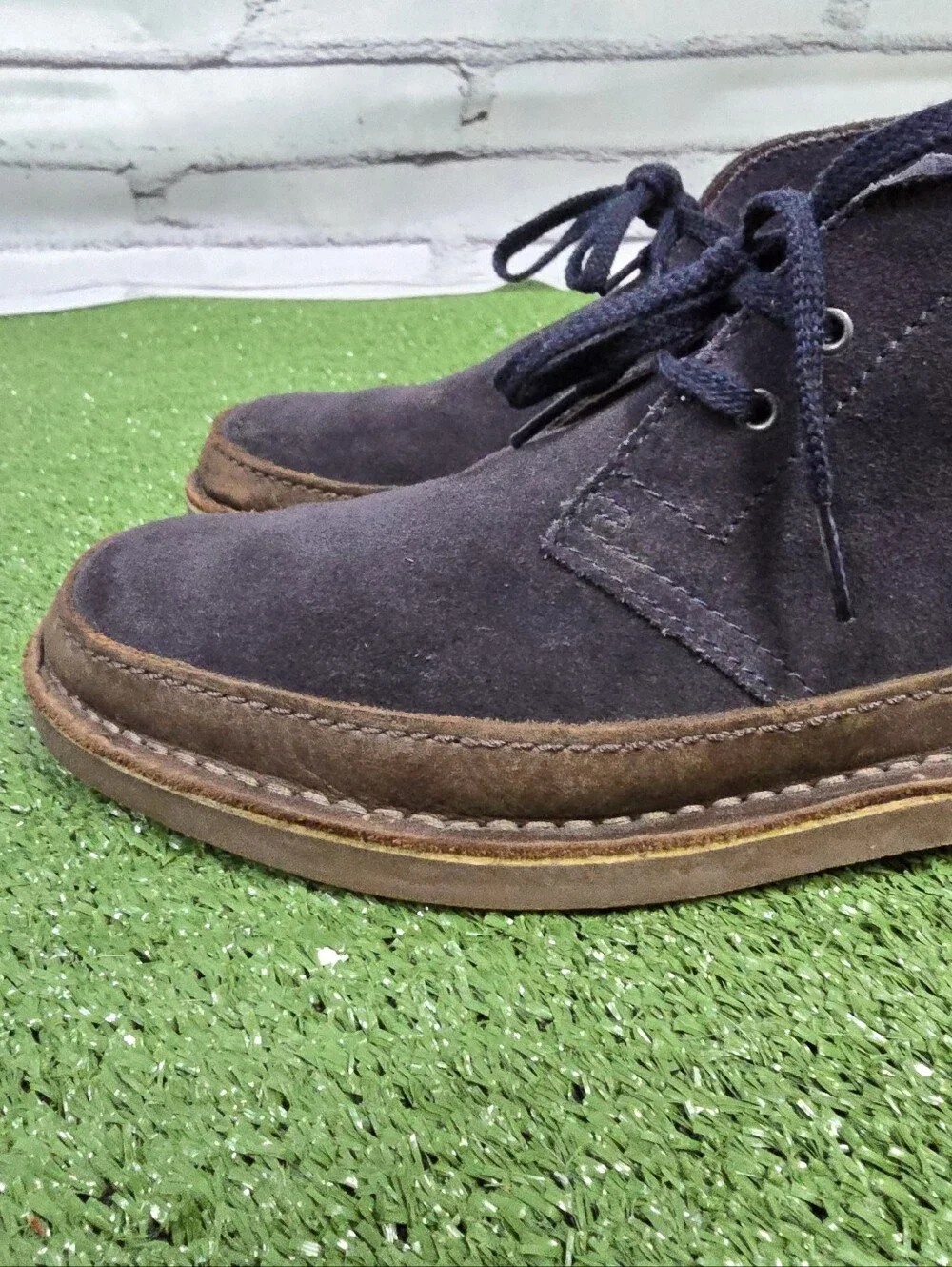 Clarks Bushacre Rand Genuine Leather Suede Chukka Boots Dark Navy Mens Size 9.5